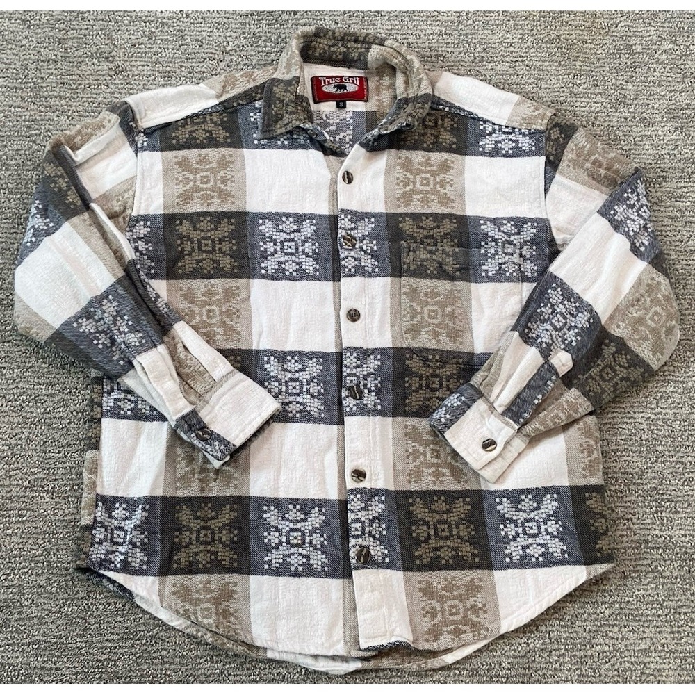True Grit Plaid Button-Up Jacket Shirt Sz S Multicolor Outdoor Thick